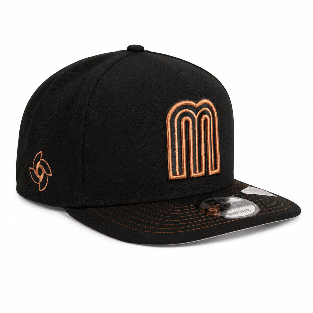 WBC Mexico New Era Copper Mine 9FIFTY A-Frame Snapback Hat - Black