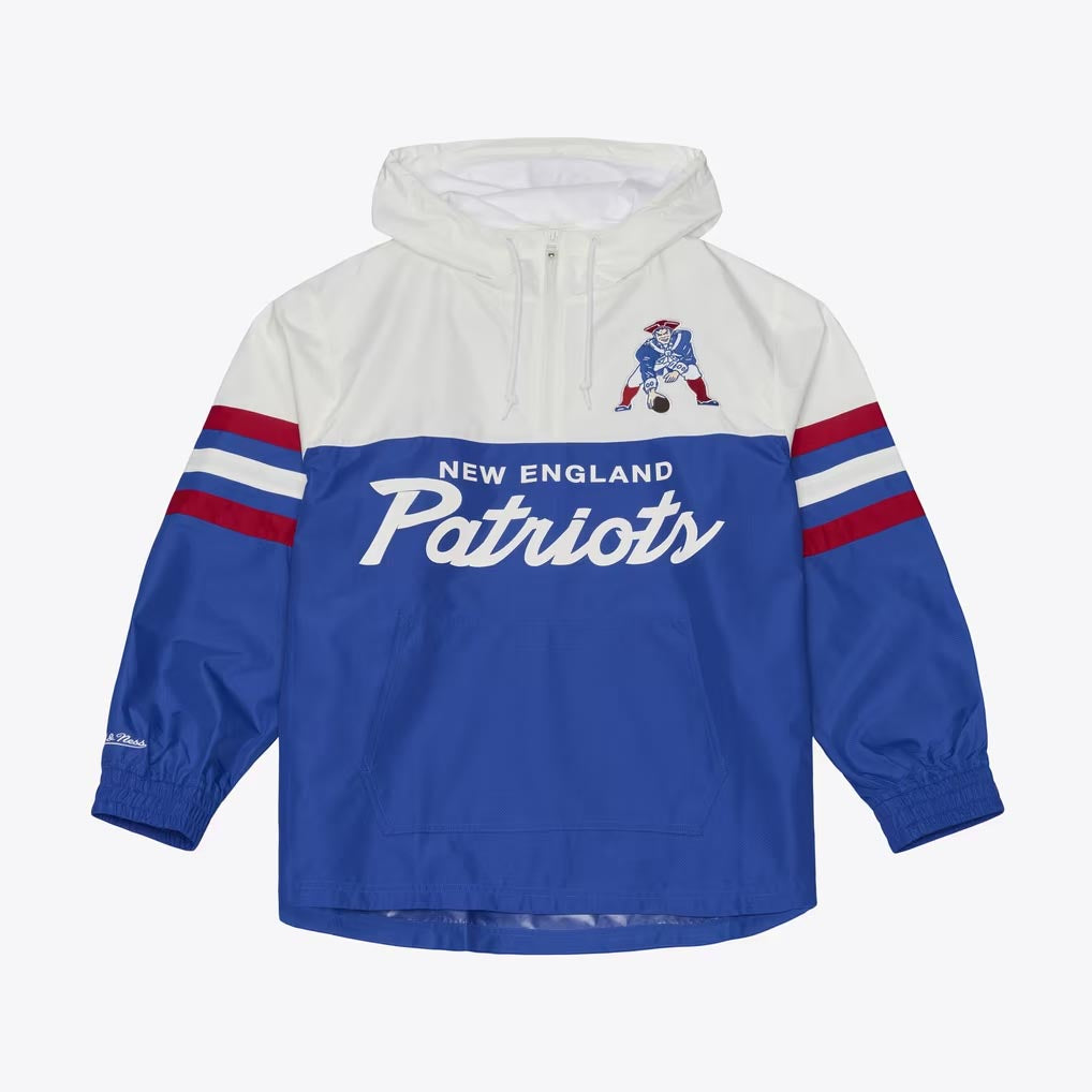 NFL New England Patriots Mitchell & Ness Head Coach Lightweight Windbreaker Jacket- Blue