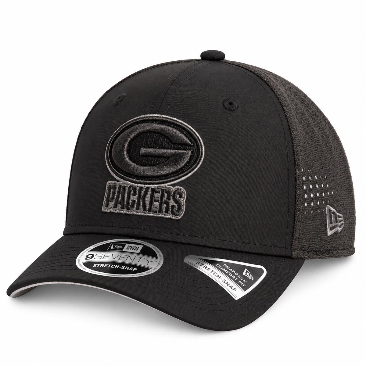 NFL Green Bay Packers New Era Black Pearl Trucker 9SEVENTY Stretch-Snap Hat- Black