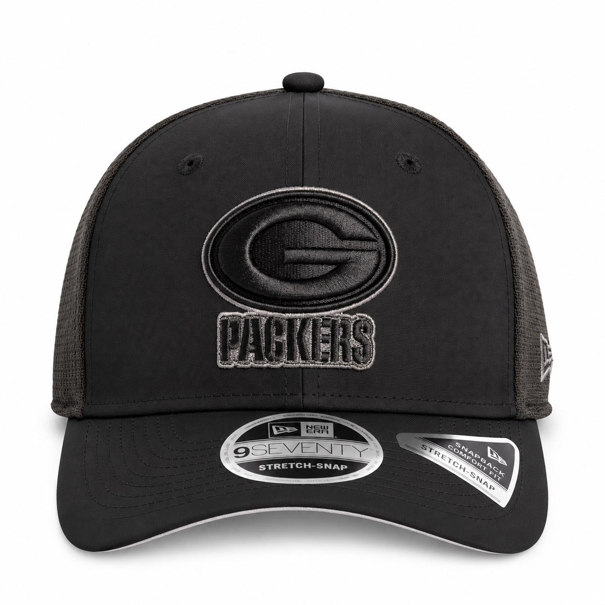 NFL Green Bay Packers New Era Black Pearl Trucker 9SEVENTY Stretch-Snap Hat- Black
