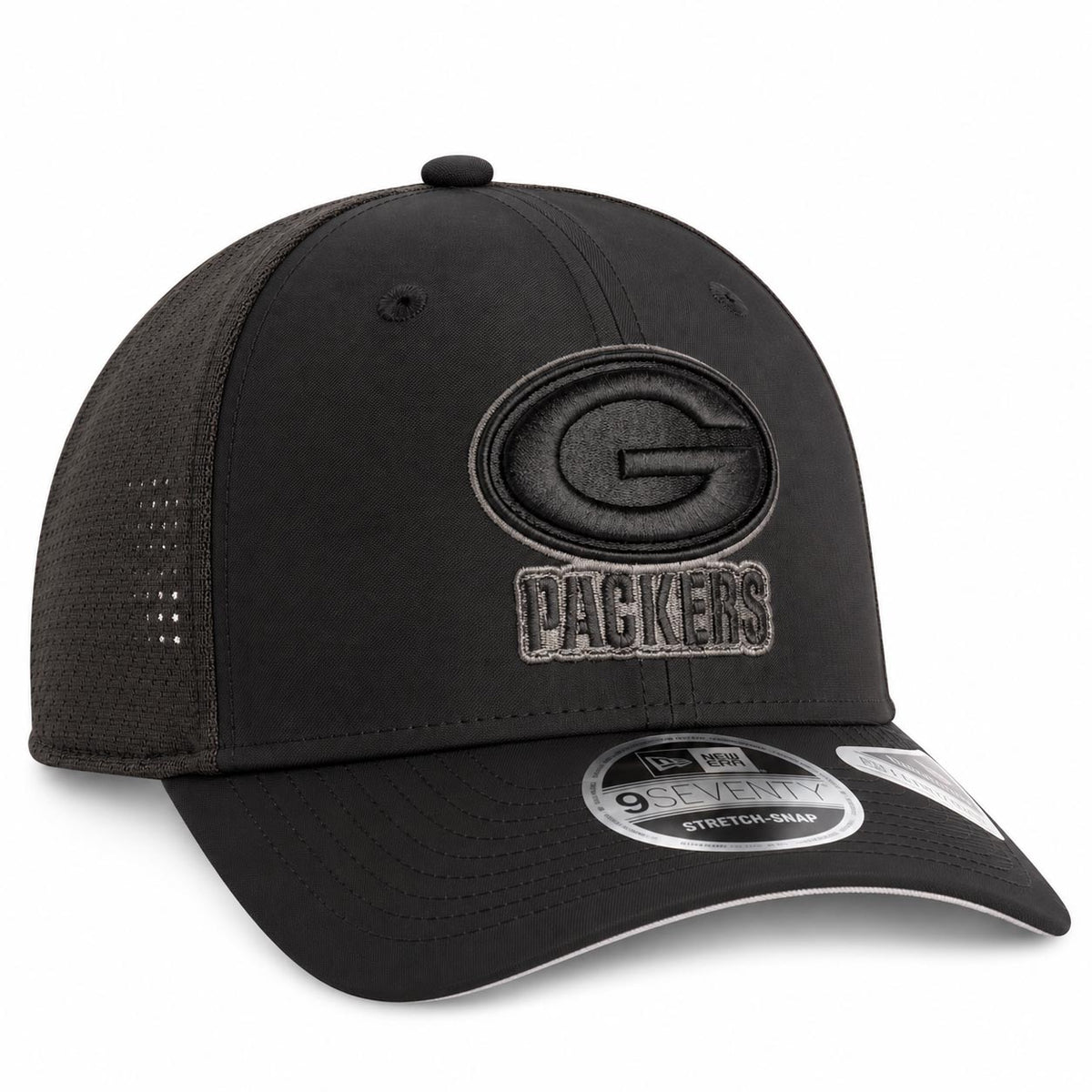 NFL Green Bay Packers New Era Black Pearl Trucker 9SEVENTY Stretch-Snap Hat- Black