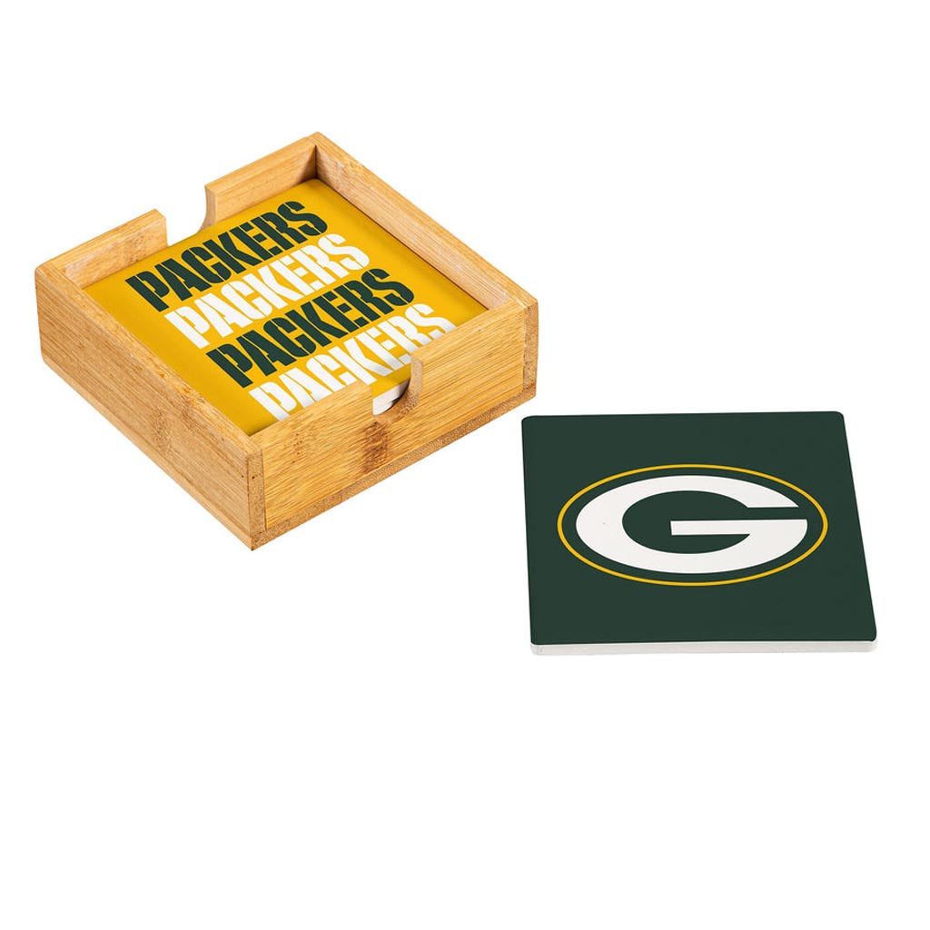 NFL Green Bay Packers Evergreen 4-Pack Ceramic Coaster Set