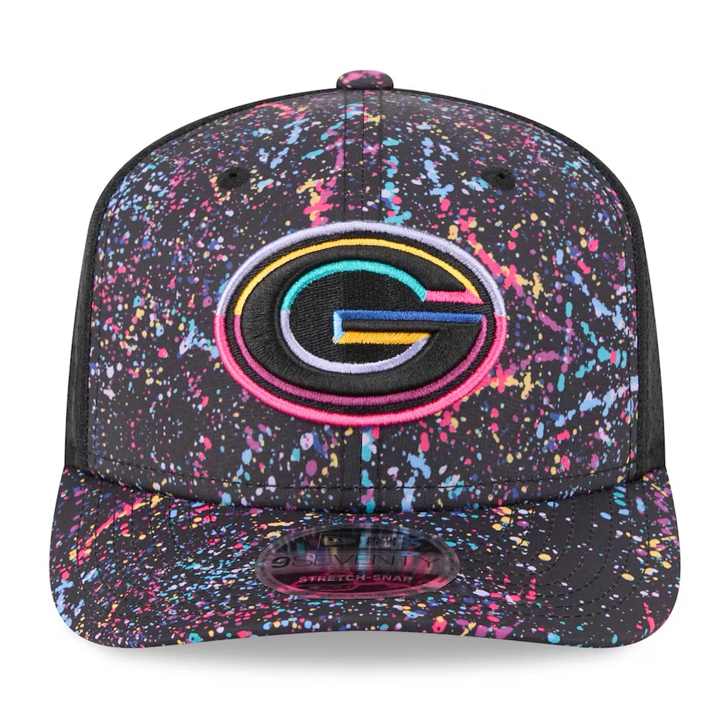 NFL Green Bay Packers New Era 2025 Crucial Catch 9SEVENTY Stretch-Snapback Hat - Black