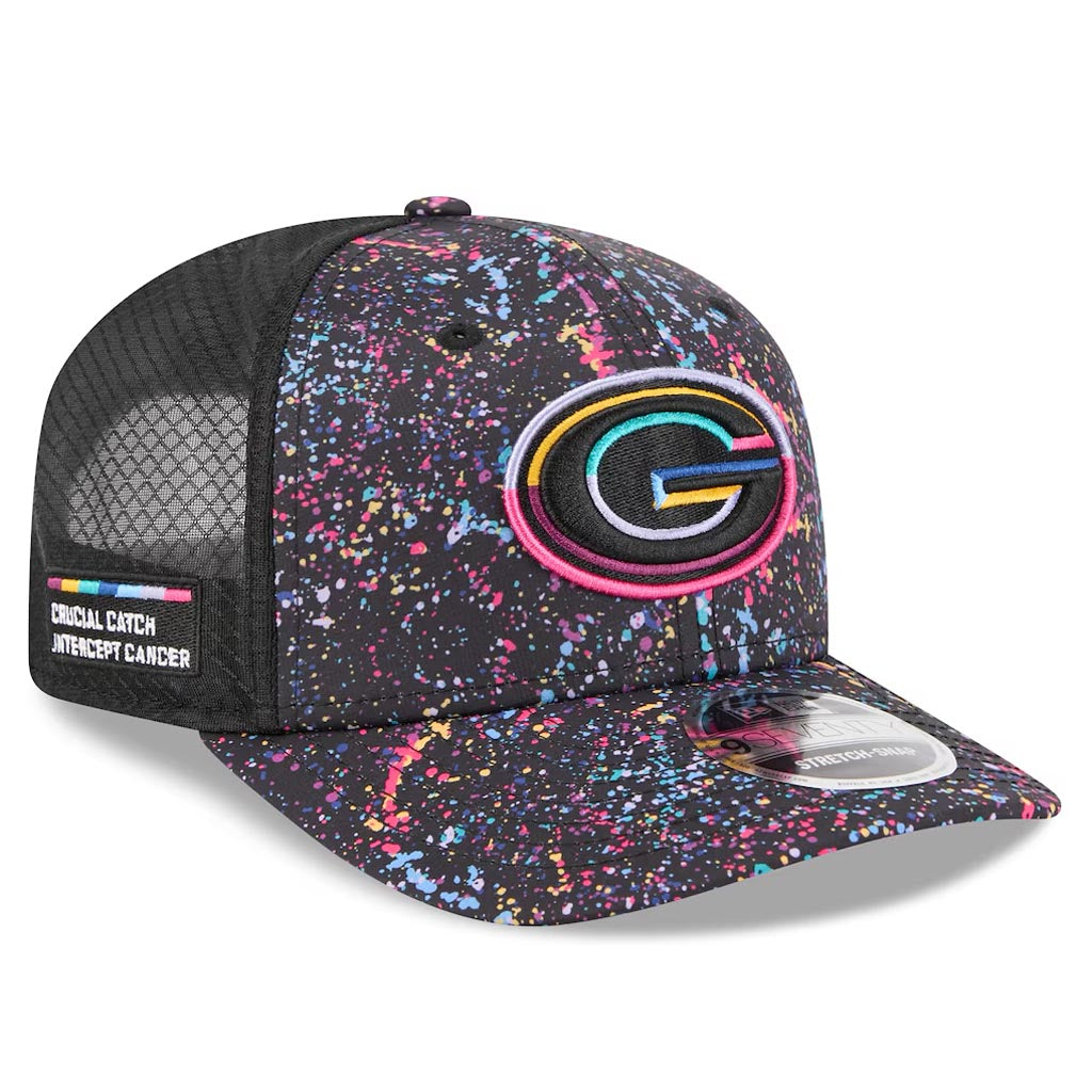 NFL Green Bay Packers New Era 2025 Crucial Catch 9SEVENTY Stretch-Snapback Hat - Black