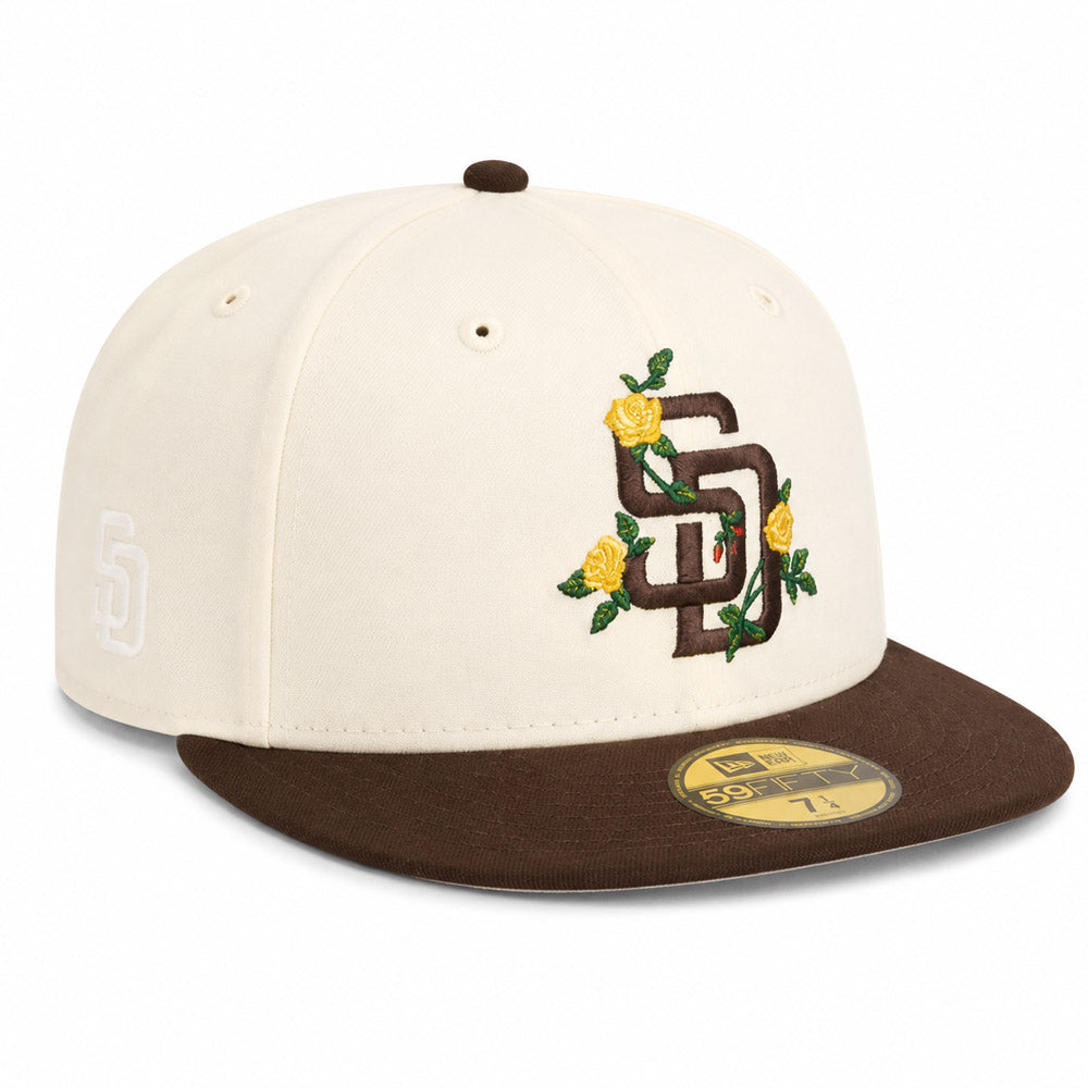 MLB San Diego Padres New Era Two-Tone Summer Flower 59FIFTY Fitted Hat - Cream