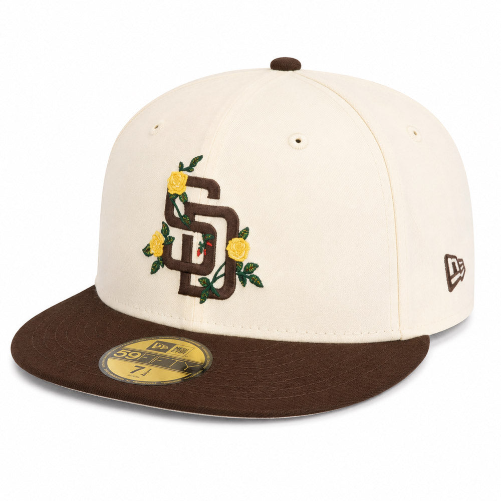 MLB San Diego Padres New Era Two-Tone Summer Flower 59FIFTY Fitted Hat - Cream
