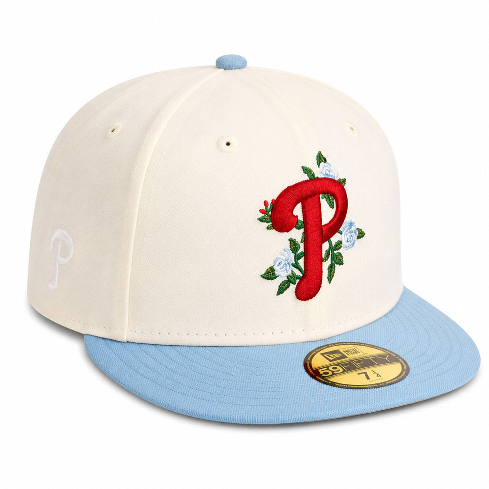 MLB Philadelphia Phillies New Era Two-Tone Summer Flower 59FIFTY Fitted Hat - Cream