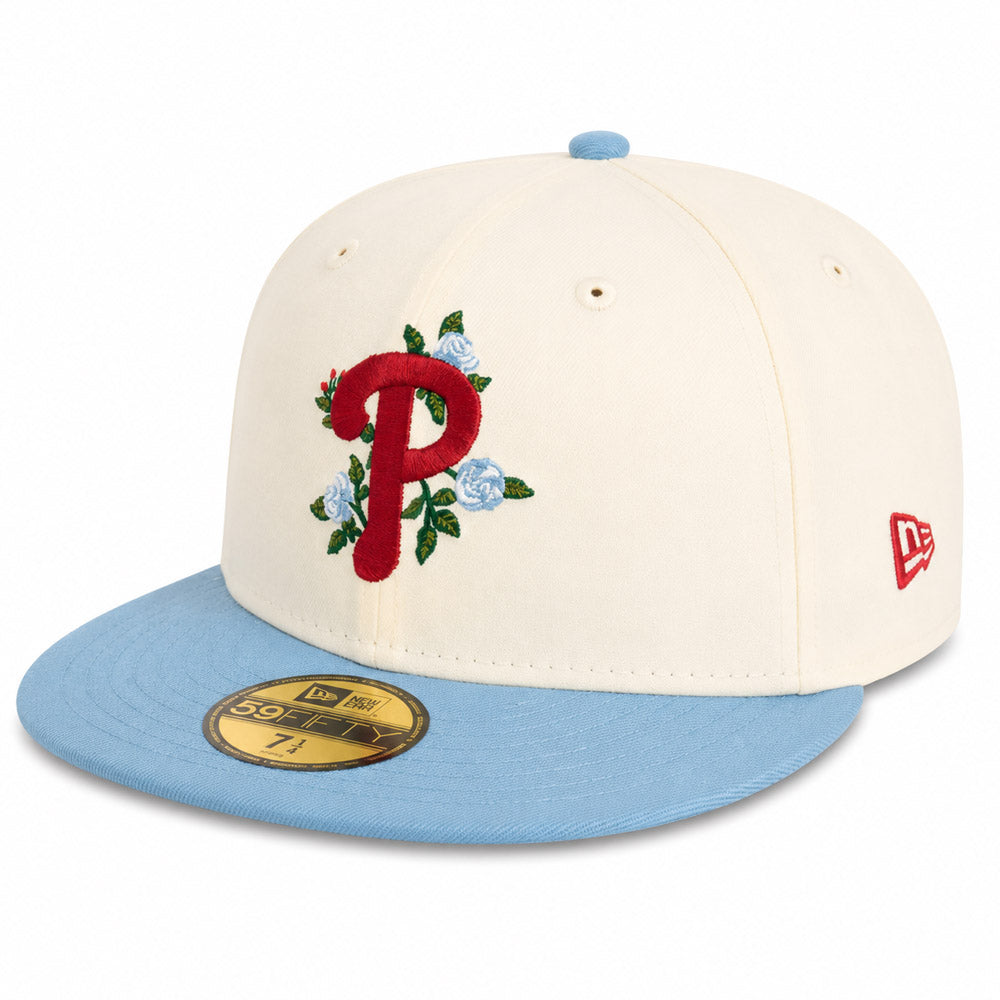 MLB Philadelphia Phillies New Era Two-Tone Summer Flower 59FIFTY Fitted Hat - Cream