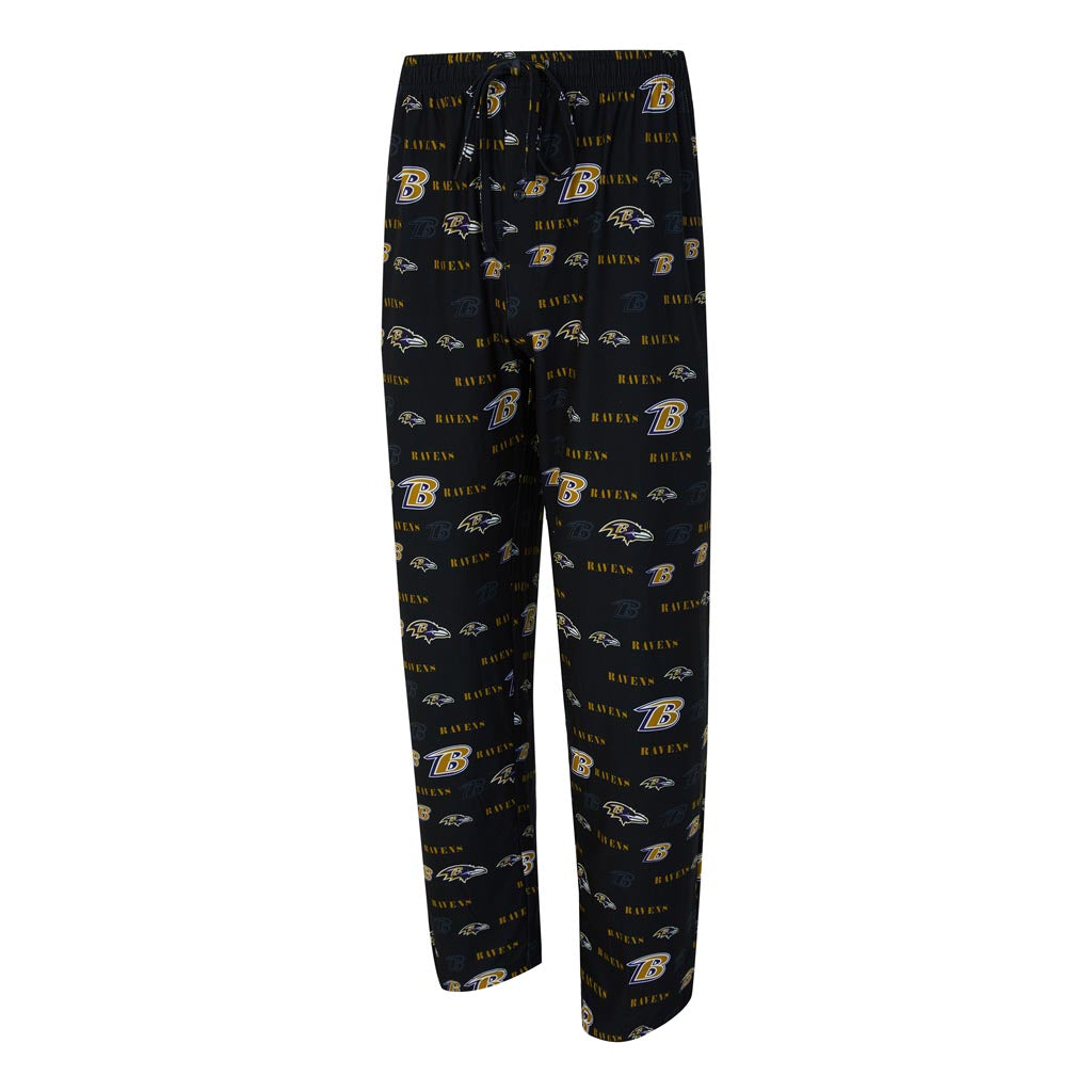 NFL Baltimore Ravens Concepts Sport Mosaic All Over Print PJ Pants - Black