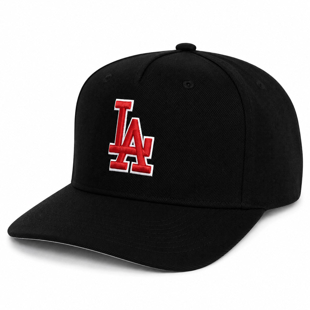 MLB Los Angeles Dodgers Mitchell and Ness Red Logo Pro Pinch Snapback Hat- Black