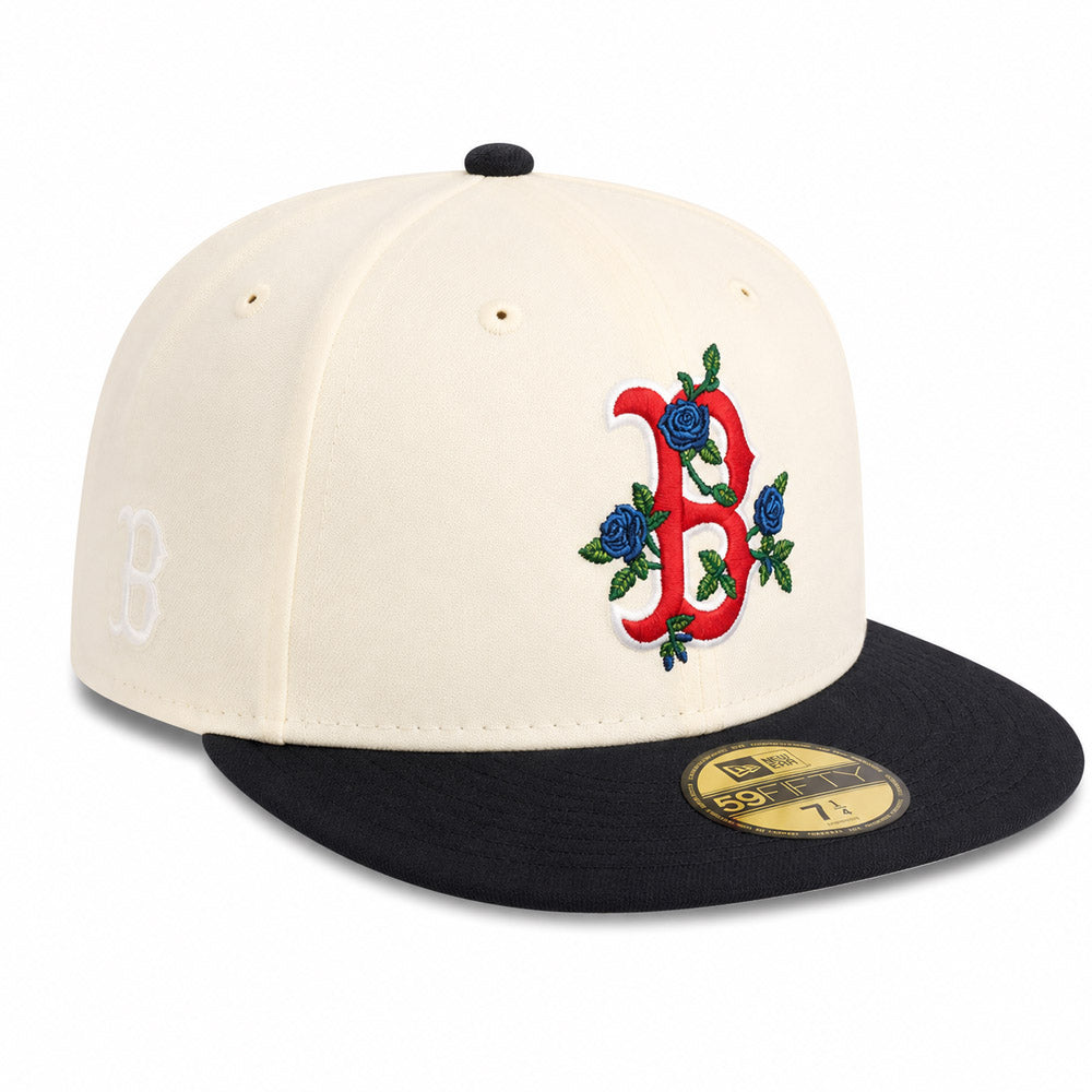 MLB Boston Red Sox New Era Two-Tone Summer Flower 59FIFTY Fitted Hat - Cream