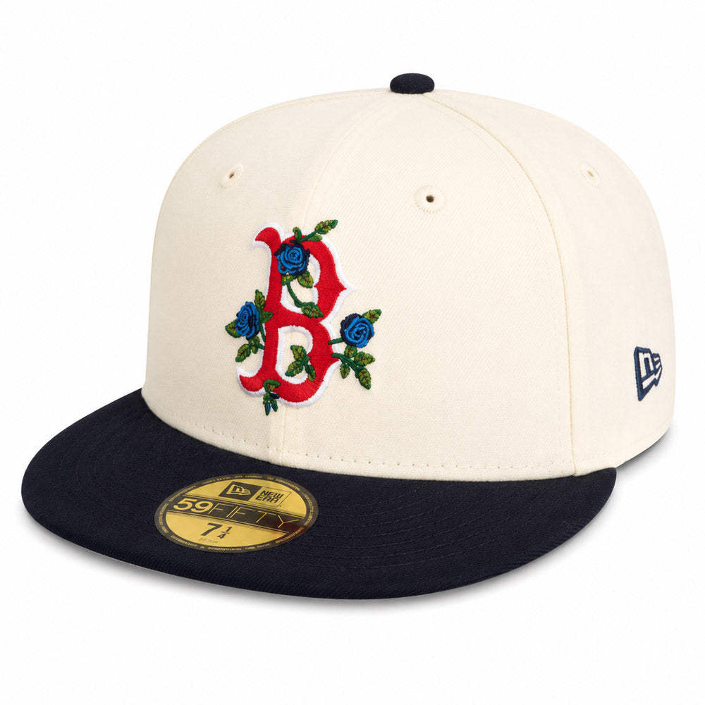 MLB Boston Red Sox New Era Two-Tone Summer Flower 59FIFTY Fitted Hat - Cream