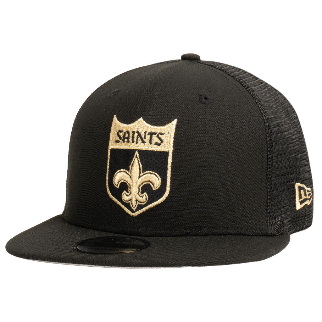 NFL New Orleans Saints New Era Shadowline 9FIFTY Snapback Trucker Hat - Black