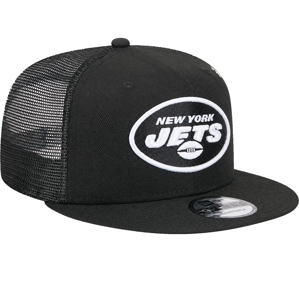 NFL New York Jets New Era Throwback Black & White 9FIFTY Snapback Trucker Hat - Black