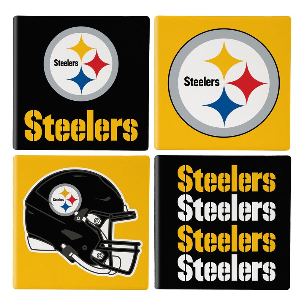 NFL Pittsburgh Steelers Evergreen 4-Pack Ceramic Coaster Set