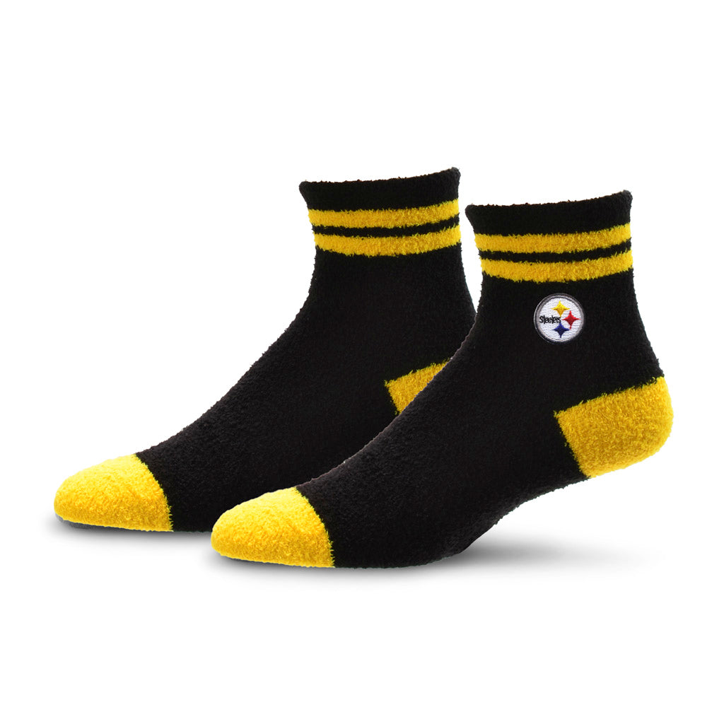 NFL Pittsburgh Steelers For Bare Feet Stripe Cozy Socks - Black