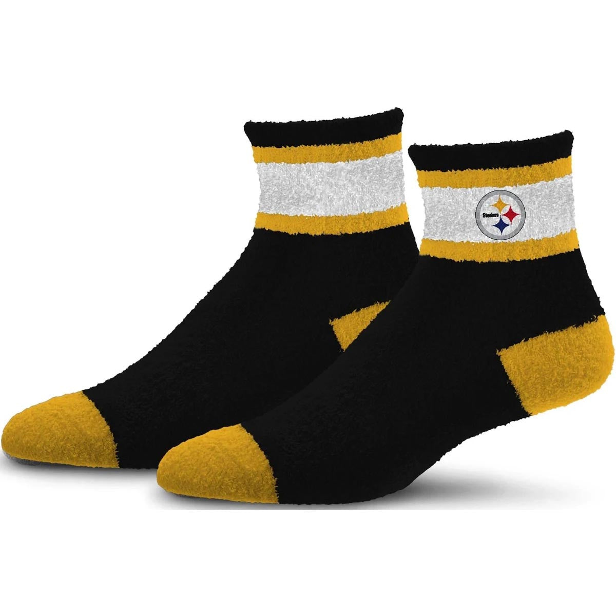 NFL Pittsburgh Steelers For Bare Feet Cuff Stripe Sock- Black