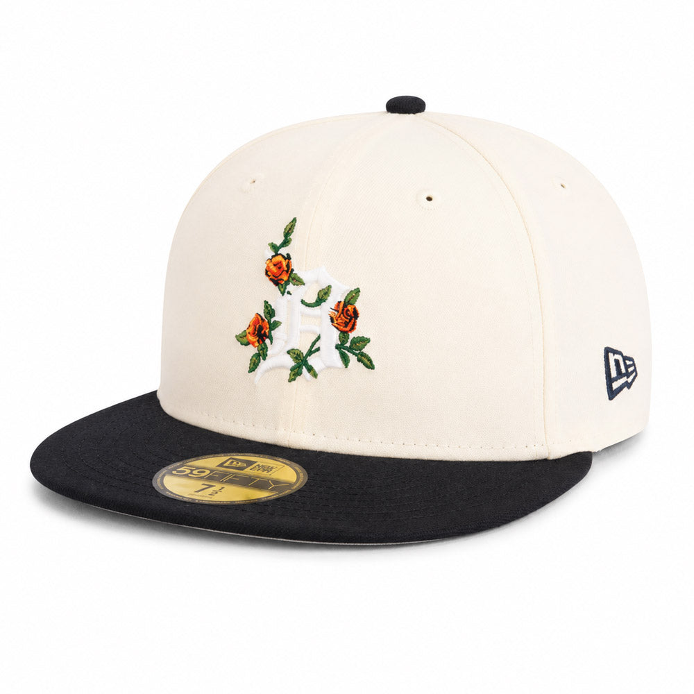MLB Detroit Tigers New Era Two-Tone Summer Flower 59FIFTY Fitted Hat - Cream