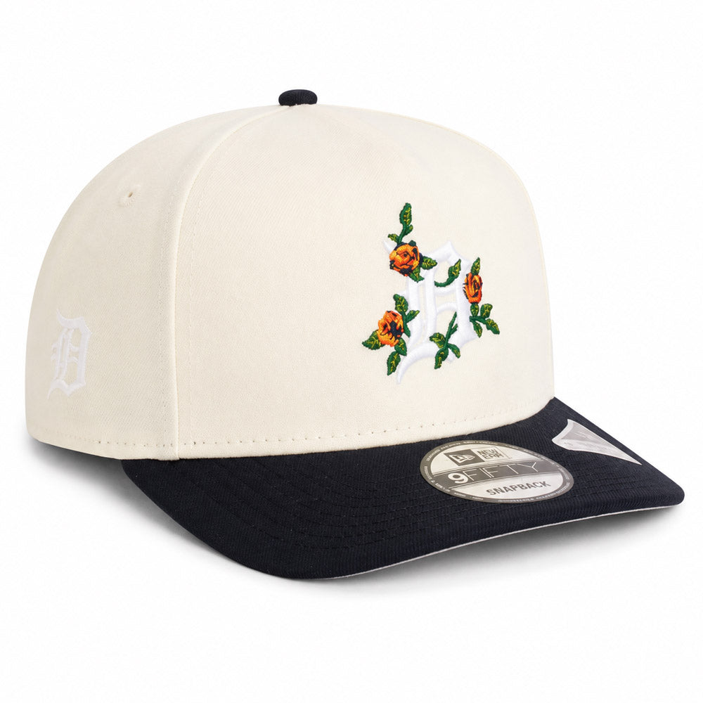 MLB Detroit Tigers New Era Two-Tone Summer Flower 9FIFTY A-Frame Snapback Hat - Cream
