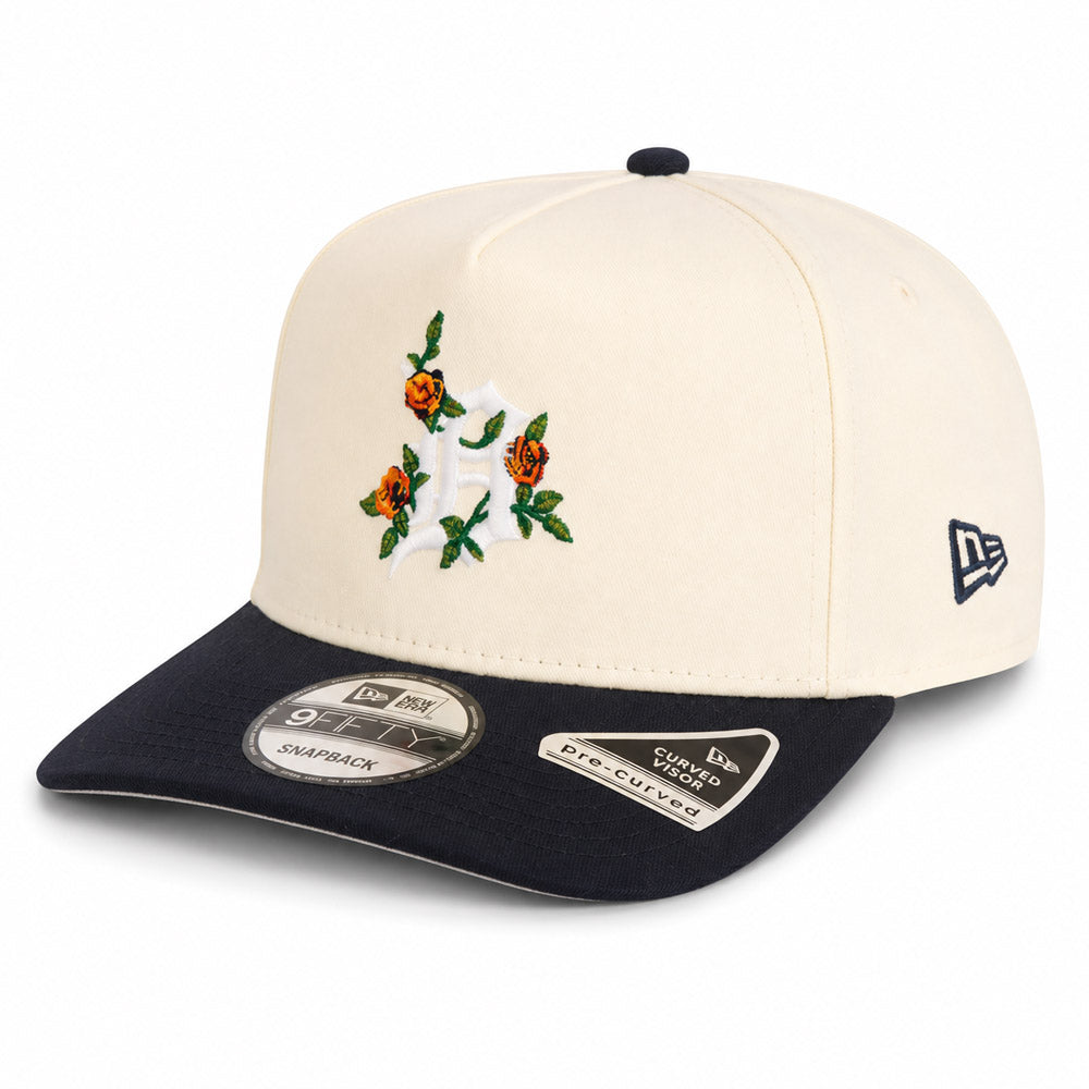 MLB Detroit Tigers New Era Two-Tone Summer Flower 9FIFTY A-Frame Snapback Hat - Cream