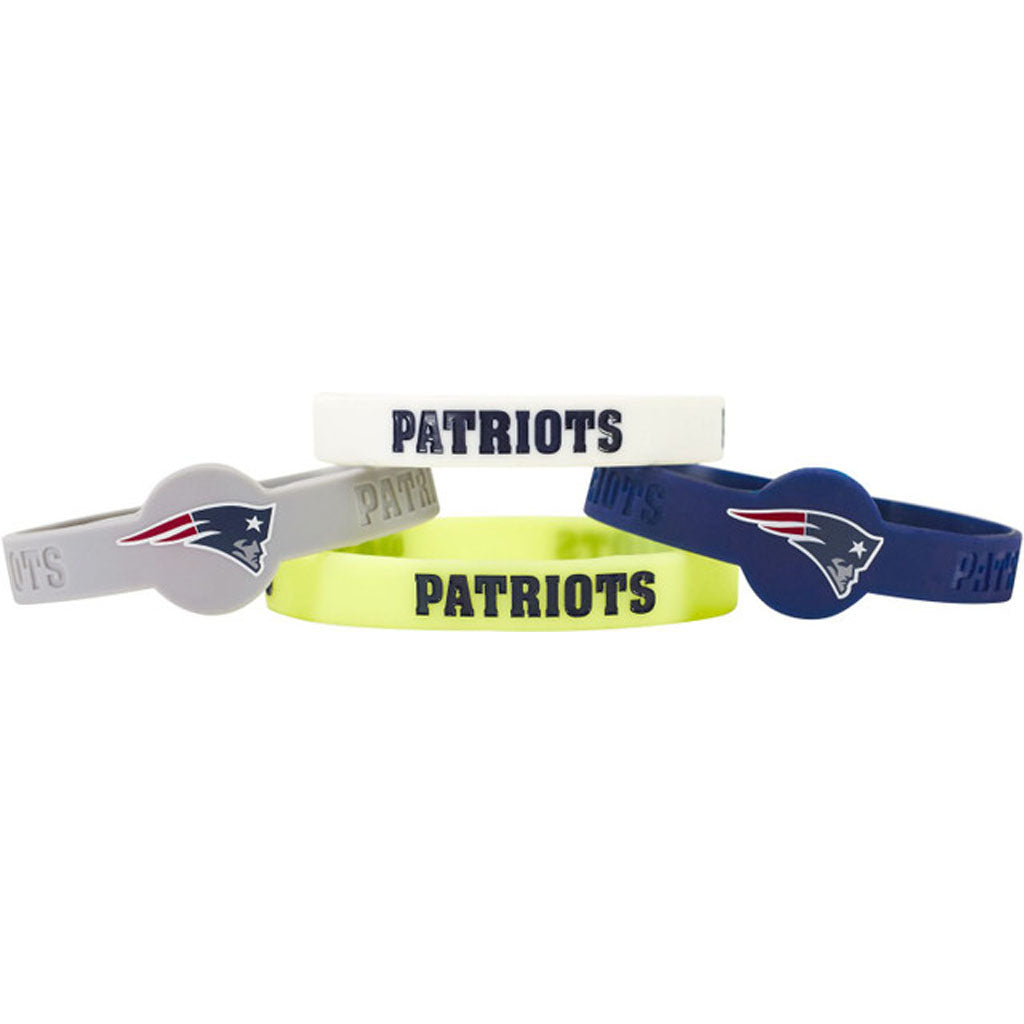 NFL New England Patriots Aminco 4-Pack Silicone Bracelet Bands