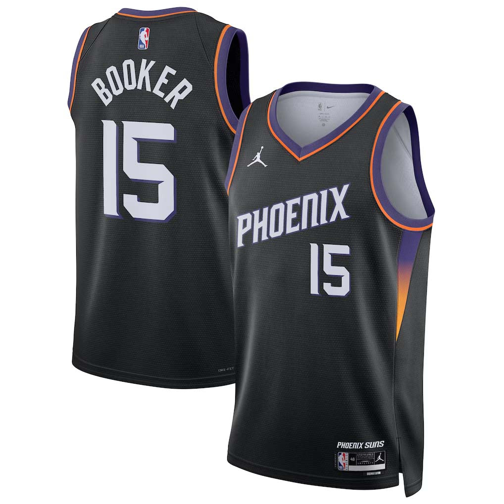 NBA Phoenix Suns Devin Booker Nike #15 Statement Swingman Jersey- Black