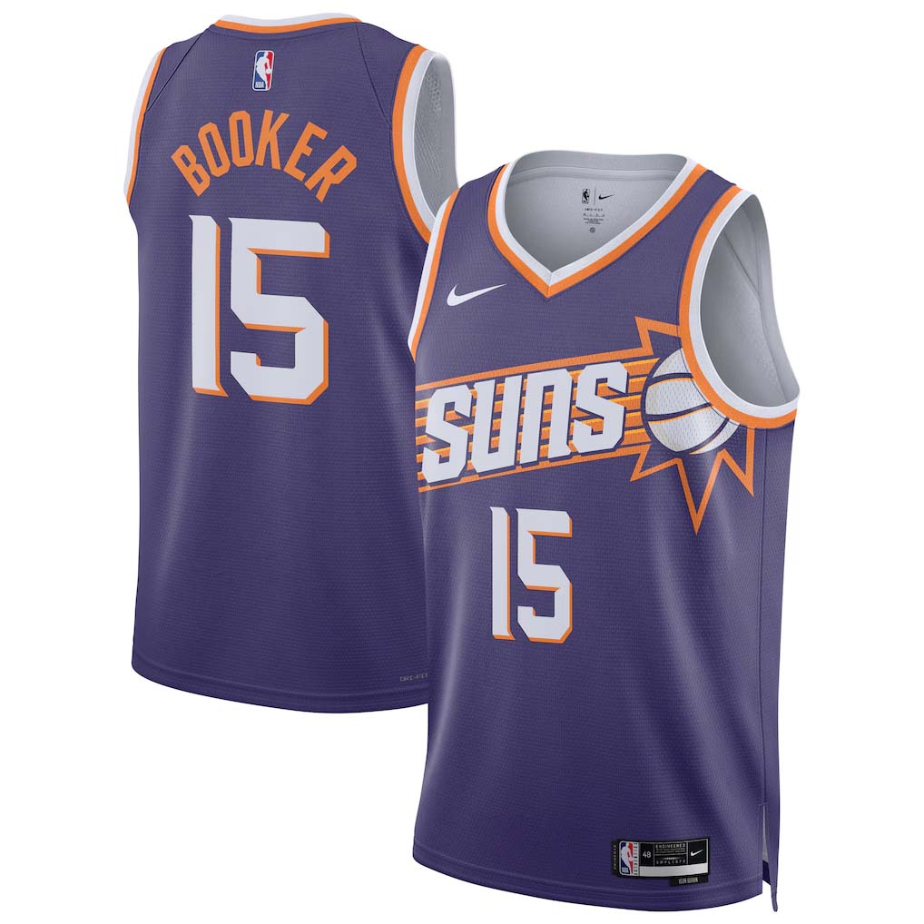 NBA Phoenix Suns Devin Booker Nike #15 Icon Swingman Jersey- Purple