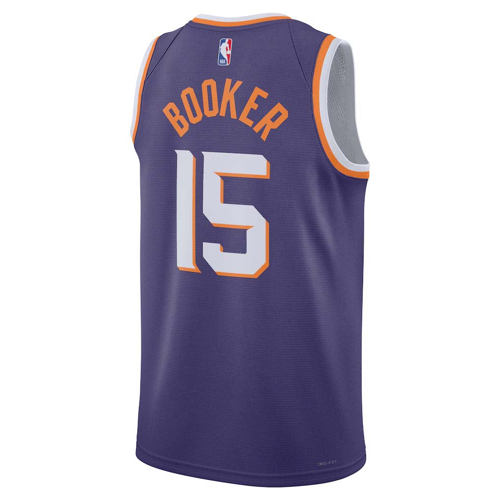 NBA Phoenix Suns Devin Booker Nike #15 Icon Swingman Jersey- Purple