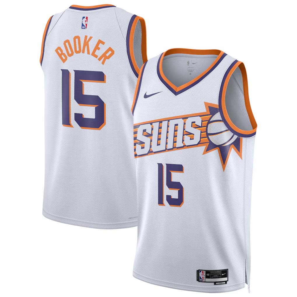 NBA Phoenix Suns Devin Booker Nike #15 Association Swingman Jersey- White