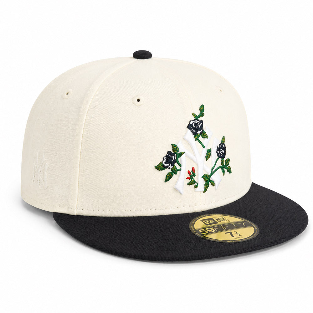 MLB New York Yankees New Era Two-Tone Summer Flower 59FIFTY Fitted Hat - Cream