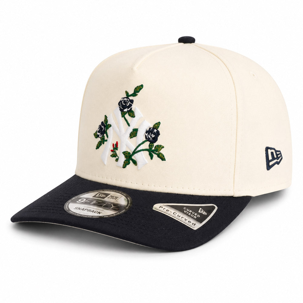 MLB New York Yankees New Era Two-Tone Summer Flower 9FIFTY A-Frame Snapback Hat - Cream