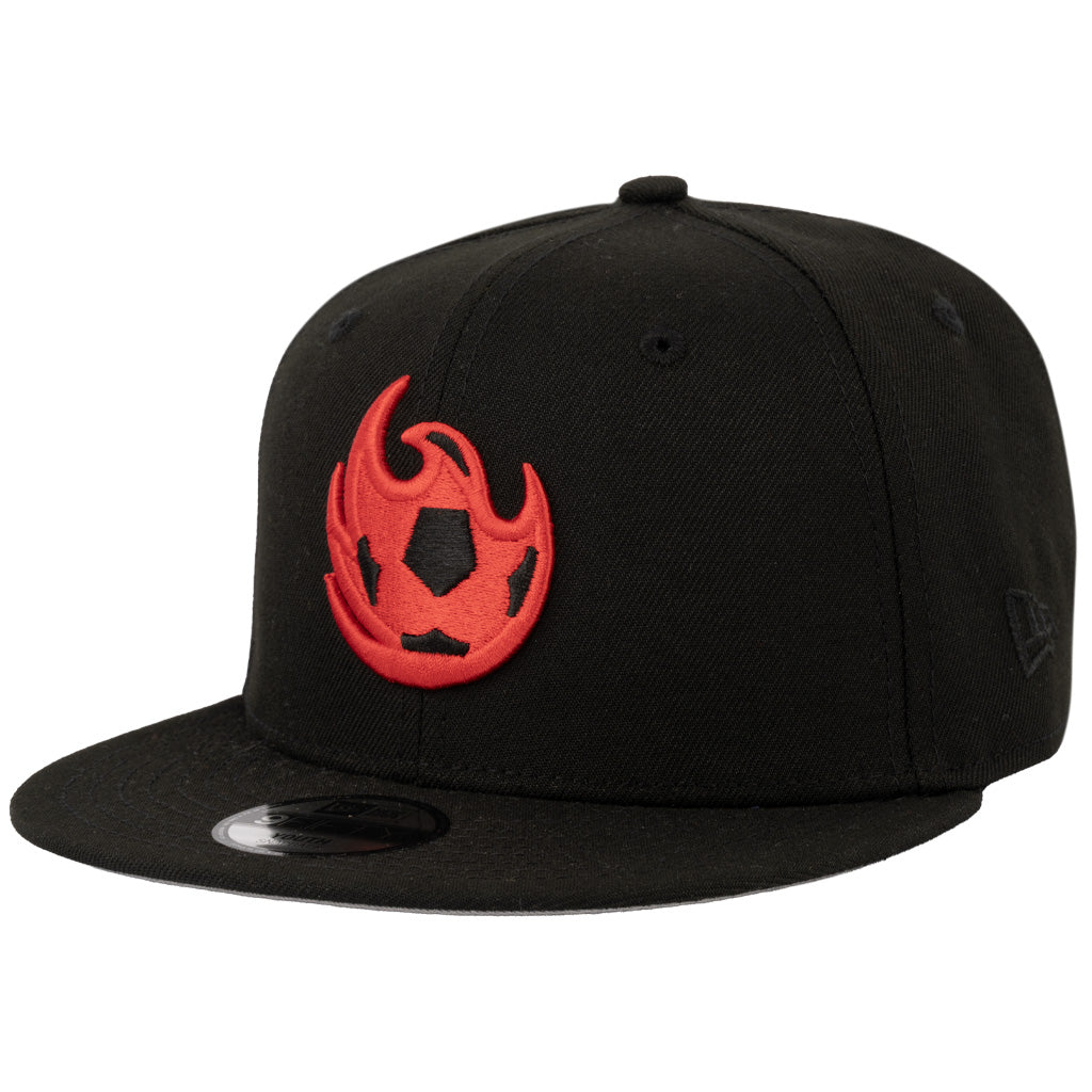 Phoenix Rising Youth New Era Red Fireball 9FIFTY Snapback Hat - Black