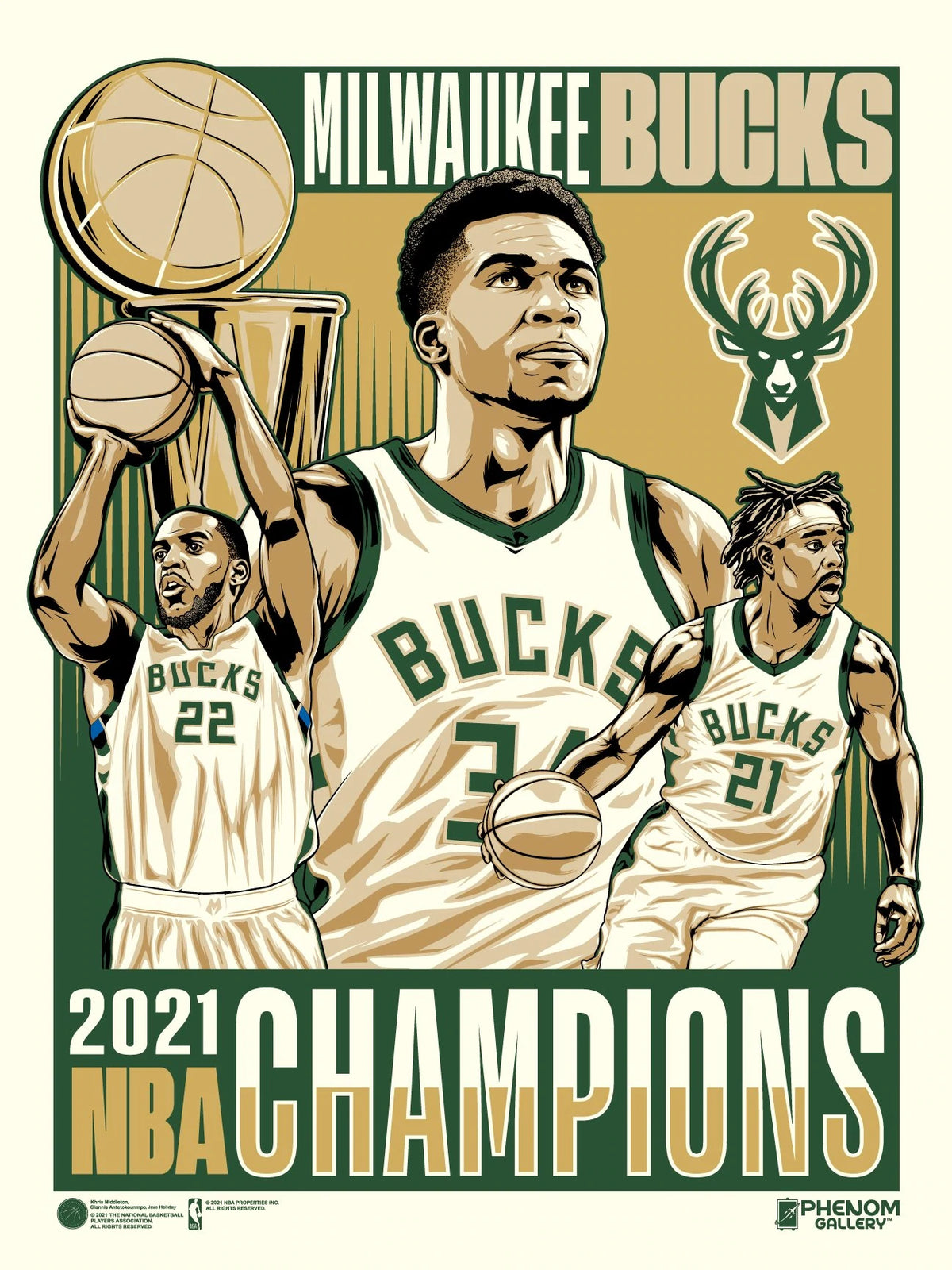 NBA Milwaukee Bucks Phenom Gallery 2021 NBA Championship Limited Edition Serigraph Print