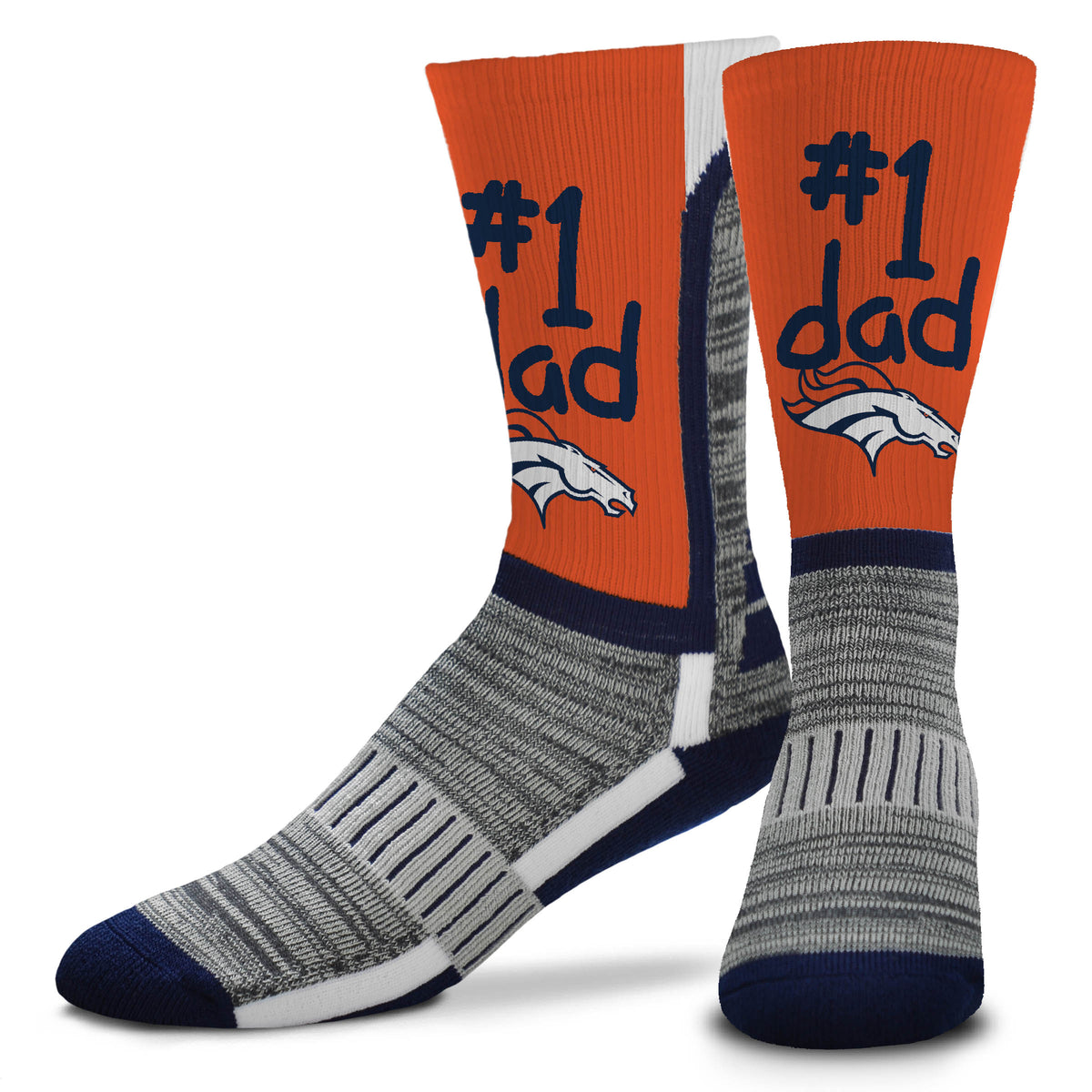 NFL Denver Broncos For Bare Feet #1 Dad Socks