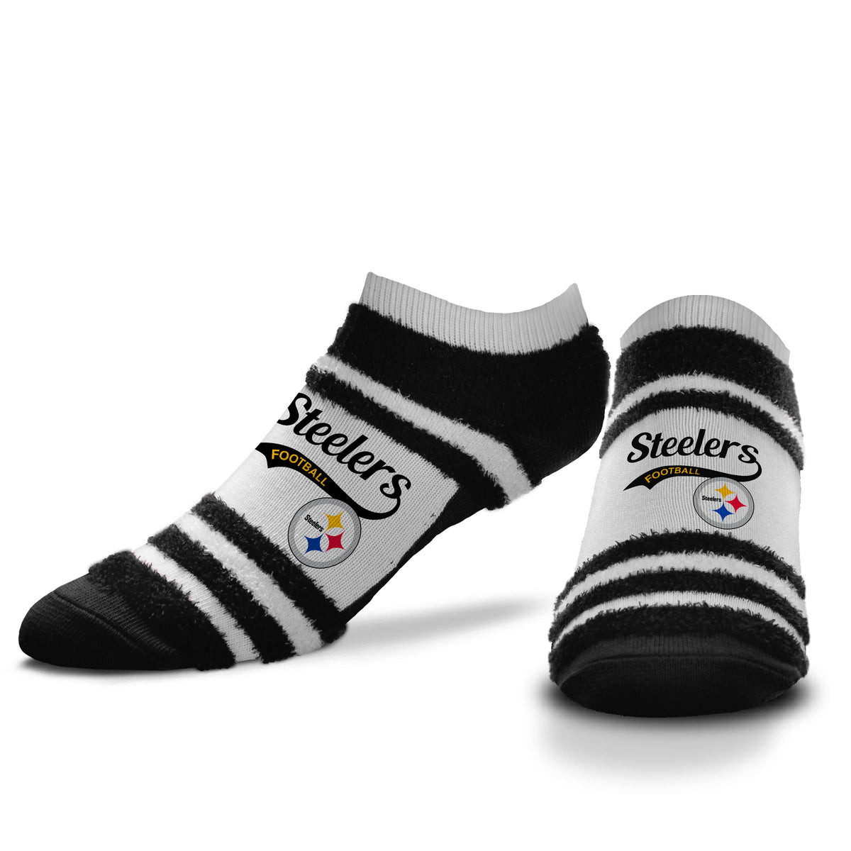 NFL Pittsburgh Steelers For Bare Feet Block Stripe Script Socks
