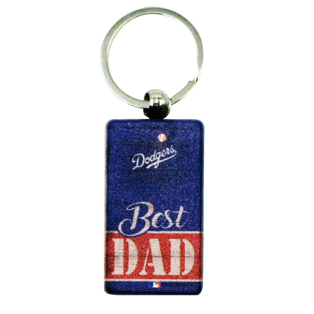 MLB Los Angeles Dodgers Fan Creations Best Dad Wooden Keychain