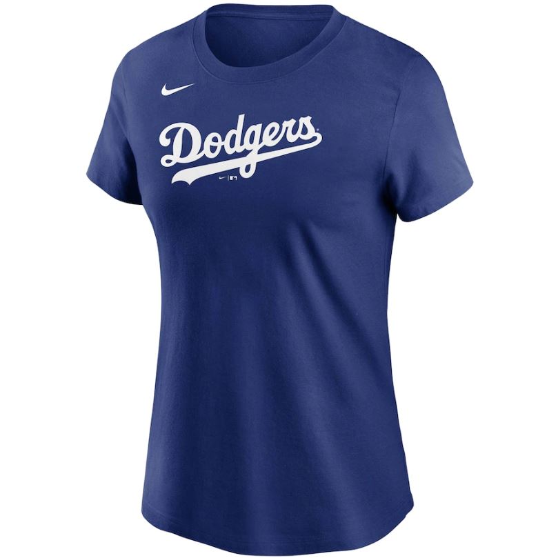 MLB Los Angeles Dodgers Women&#39;s Nike Wordmark Tee - Blue - Just Sports