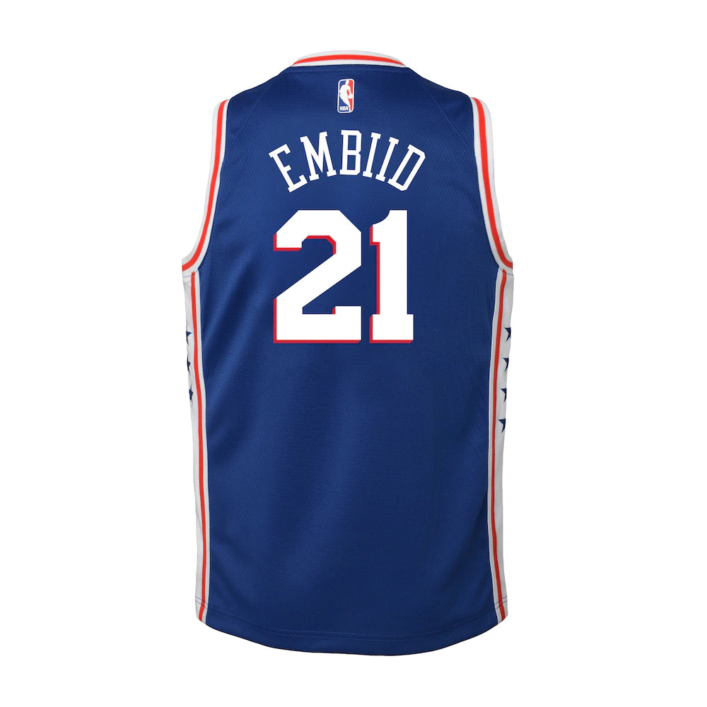 NBA Philadelphia 76ers Joel Embiid Youth Nike Icon Swingman Jersey - Blue