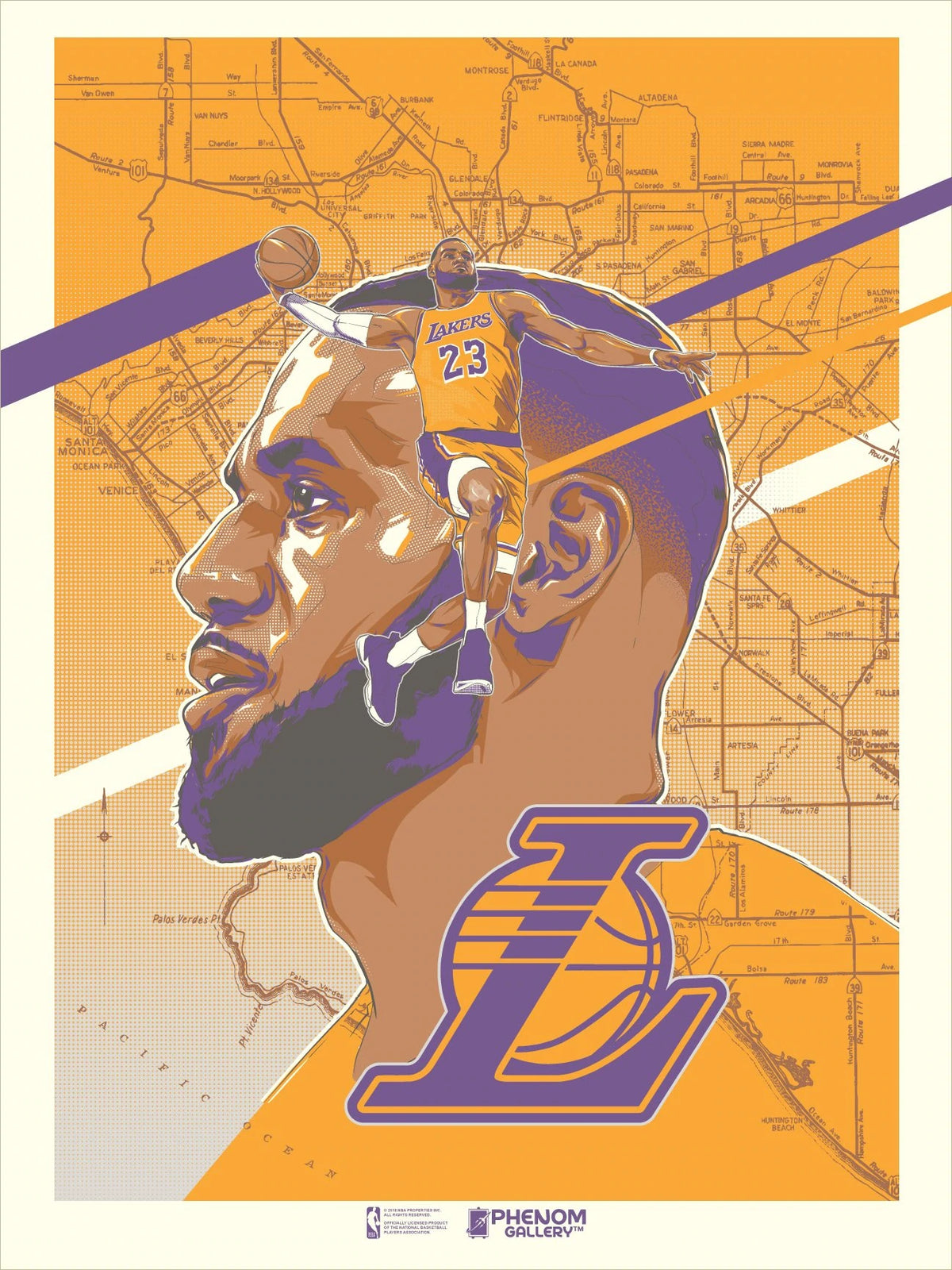 NBA Los Angeles Lakers LeBron James Phenom Gallery 18&quot; x 24&quot; Serigraph