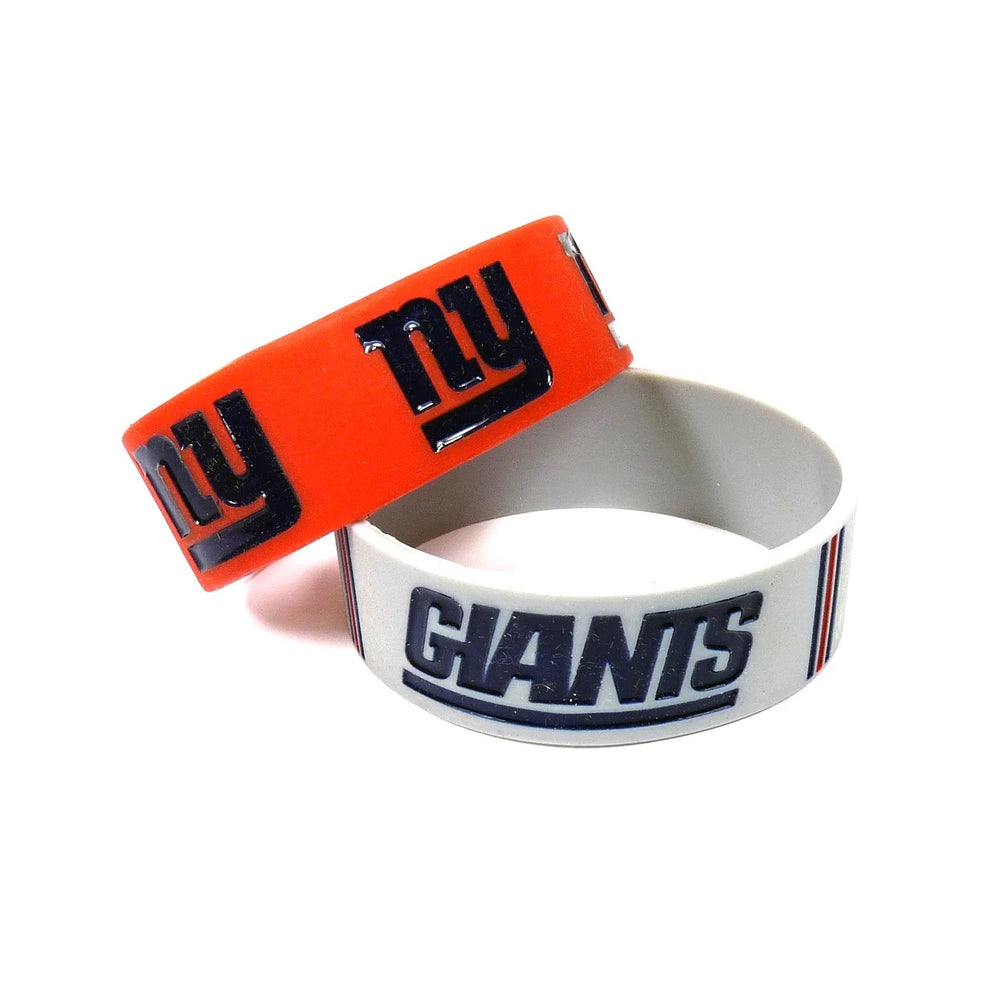 NFL New York Giants Aminco 2-Pack Wide Silicone Bracelet Bands