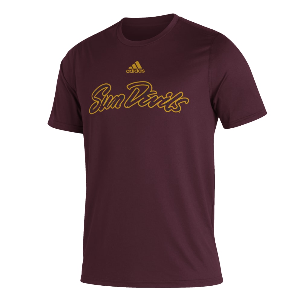 NCAA Arizona State Sun Devils adidas Cursive Script T-Shirt - Maroon