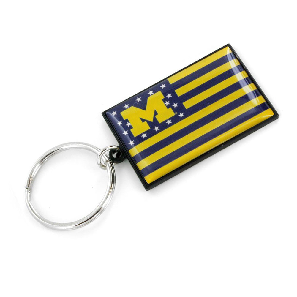 NCAA Michigan Wolverines Aminco Americana Flag Keychain
