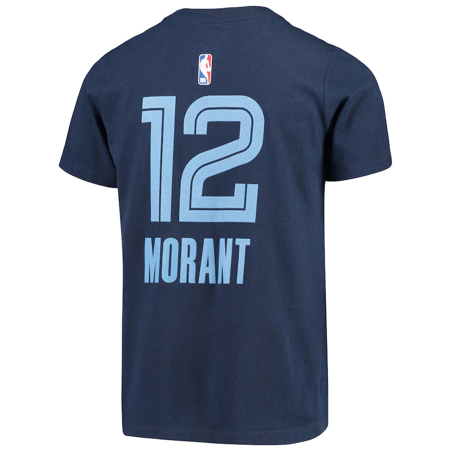 NBA Memphis Grizzlies Ja Morant Youth Nike Icon Name & Number T-Shirt - Navy