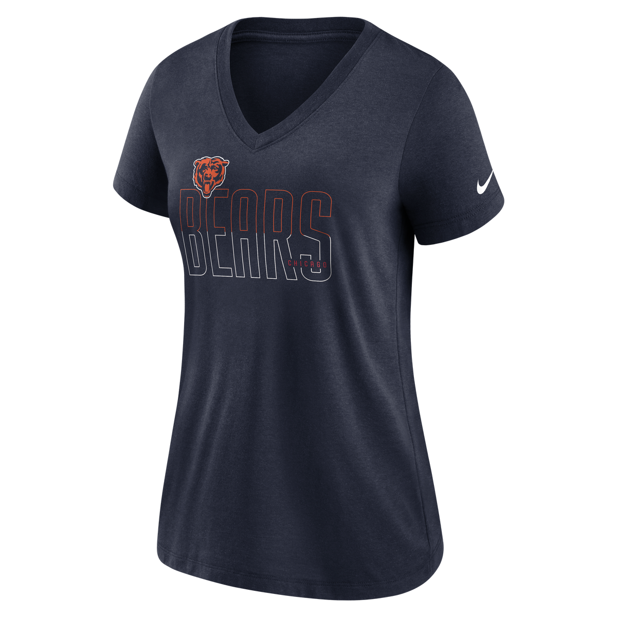 NFL Chicago Bears Women&#39;s Nike Tri-Blend Lockup V-Neck Tee