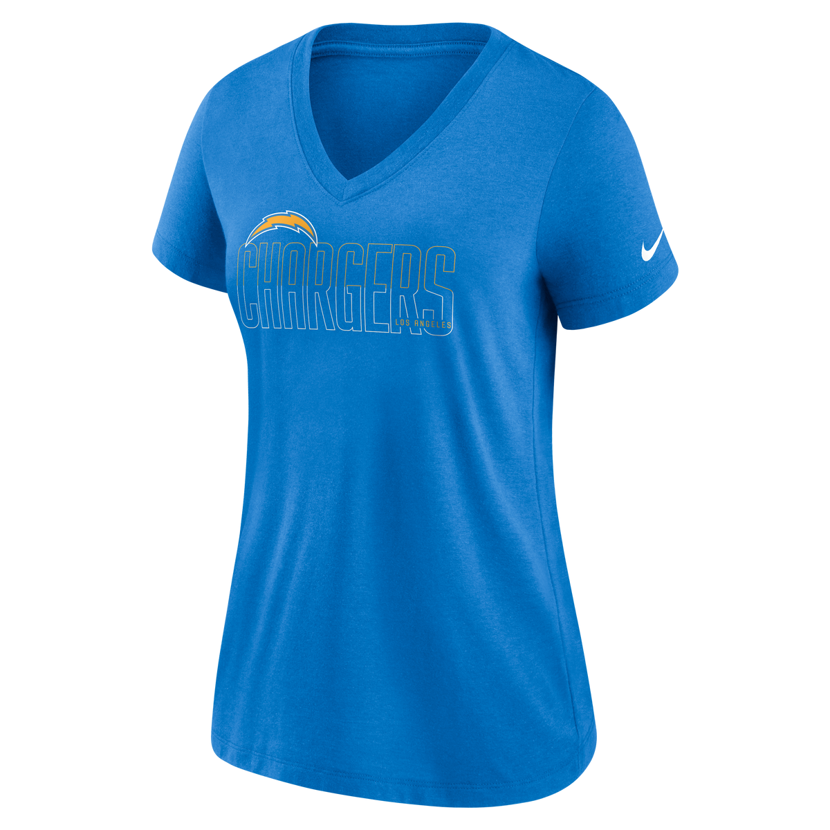 NFL Los Angeles Chargers Women's Nike Tri-Blend Lockup V-Neck T-Shirt - Blue