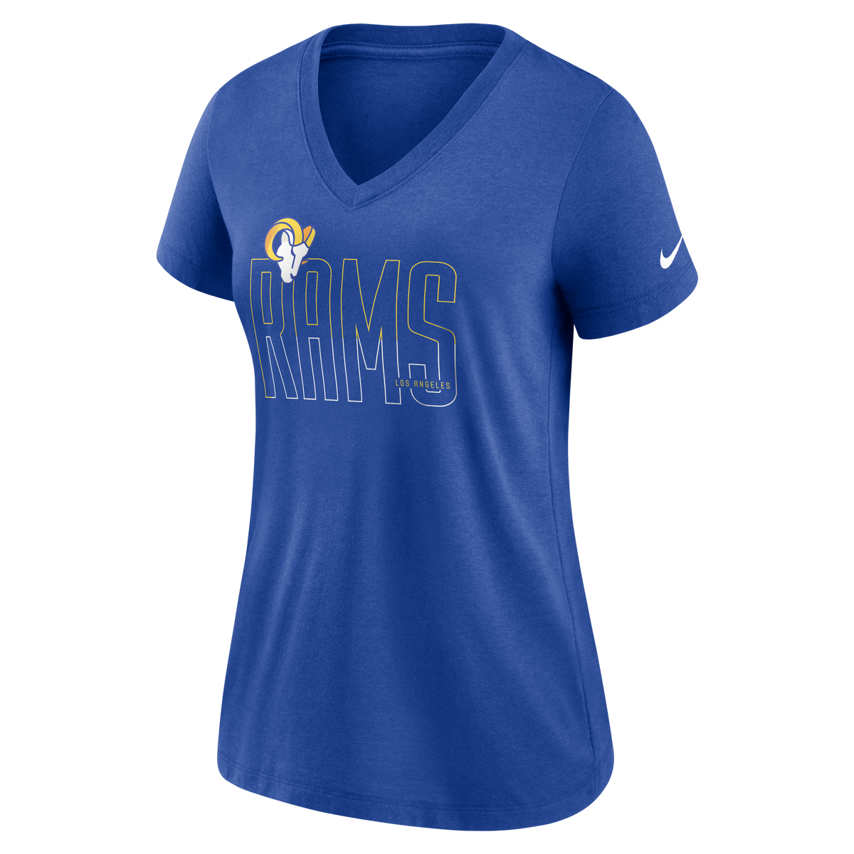 NFL Los Angeles Rams Women's Nike Tri-Blend Lockup V-Neck T-Shirt - Blue