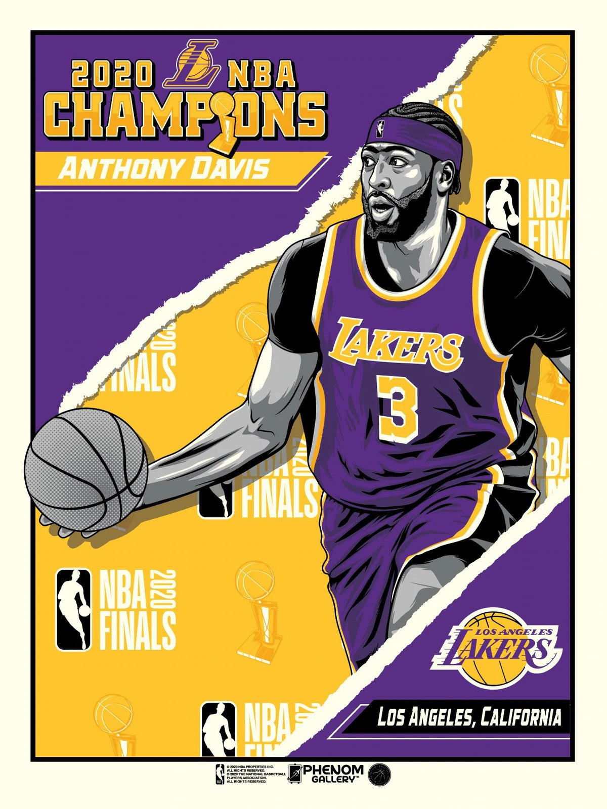 NBA Los Angeles Lakers Phenom Gallery 2020 NBA Champions Anthony Davis 18&quot; x 24&quot; Serigraph Print