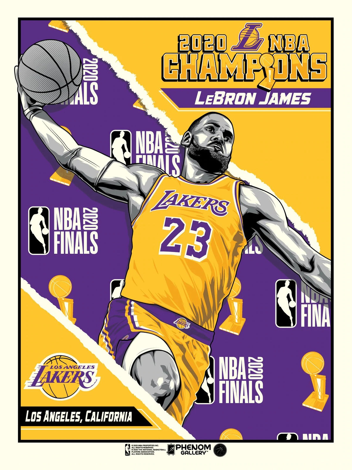 NBA Los Angeles Lakers Phenom Gallery 2020 NBA Champions LeBron James 18&quot; x 24&quot; Serigraph