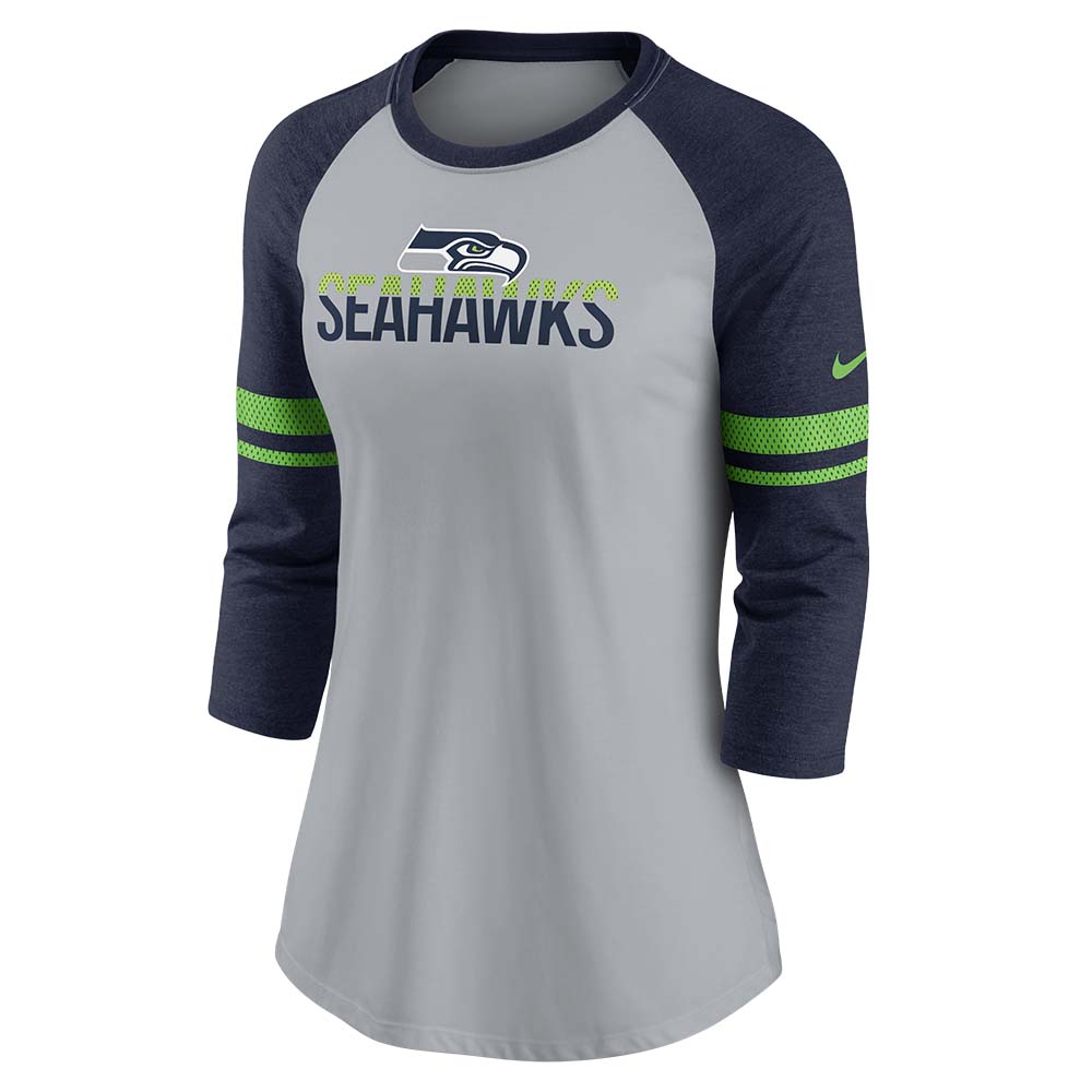 NFL Seattle Seahawks Women&#39;s Nike Stripe Raglan 3/4 Sleeve Tee