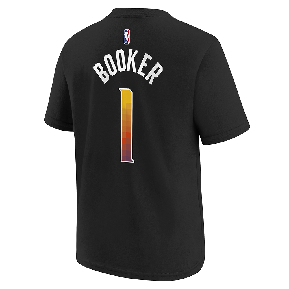 NBA Phoenix Suns Devin Booker Kids Jordan &#39;22 Statement Edition Name &amp; Number Tee